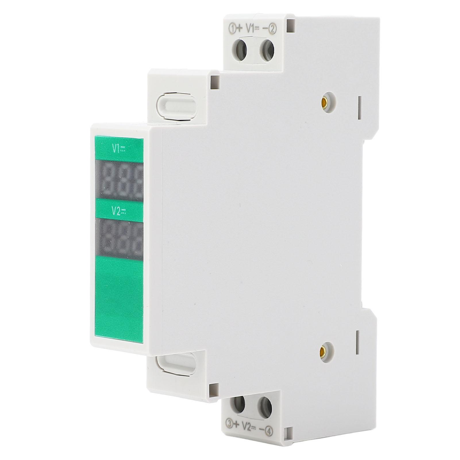 

DIN Rail Voltmeter DC 11V to 310V Voltage Range LCD Digital Display Din Rail Mount Voltage Meter