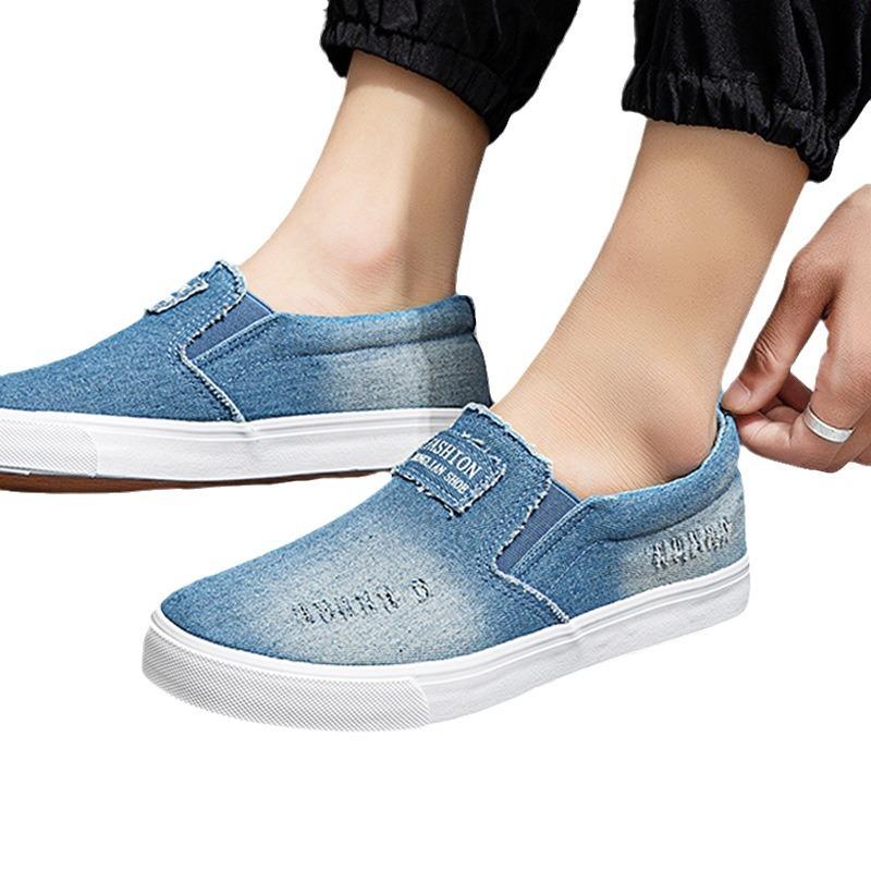 Spring New Men's Shoes One-pedal Canvas Shoes Breathable Work Shoes Old Beijing Cloth Shoes Lazy Casual Board Shoes