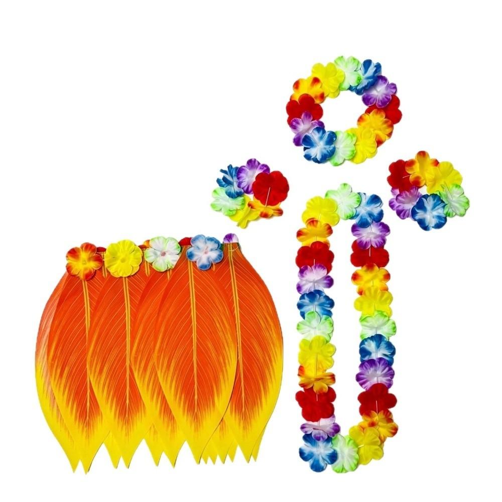 5Pcs Grass Skirt Complete Dance Outfit Simulation Leaf Unisex Beach Party Wear Festival Party