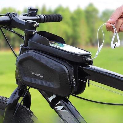 Waterproof Bicycle Top Tube Bag with Mobile Phone Holder and Saddle Storage