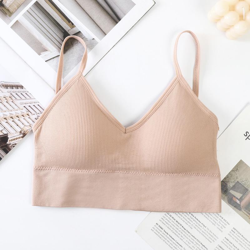 Bralette Sem Costuras com Costas Cruzadas em U - Sem Aço, Sexy, Cor Sólida Roupa Íntima Feminina