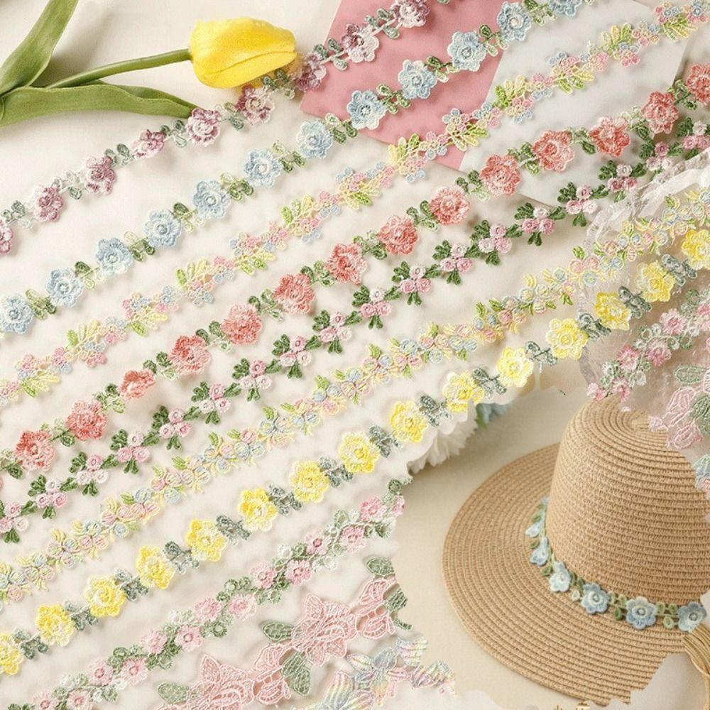 Embroidered Flower Lace Flower Ribbons Wedding Dress Sewing Sewing Materials Embroidered Ribbon DIY Clothes Multicoloured
