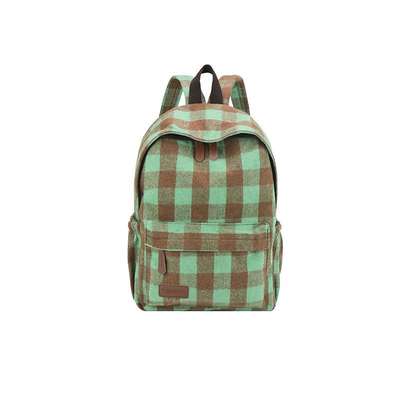 Schoolbag retro plaid backpack college student casual backpack women's plaid backpack student schoolbag large capacity backpack