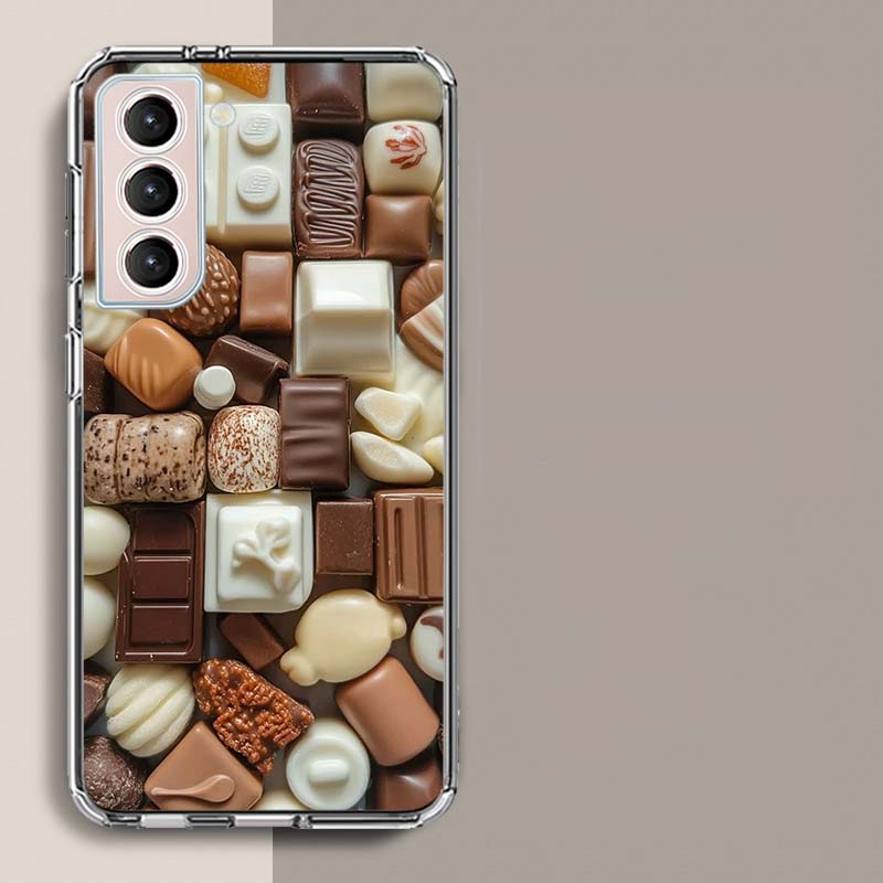 Soft Chocolate Truffles Phone Case for Samsung A16 A17 A26 A36 A56 A57 A55 A54 A37 A15 A25 A35 A14 A24 A34 Galaxy Note 20 10 A07