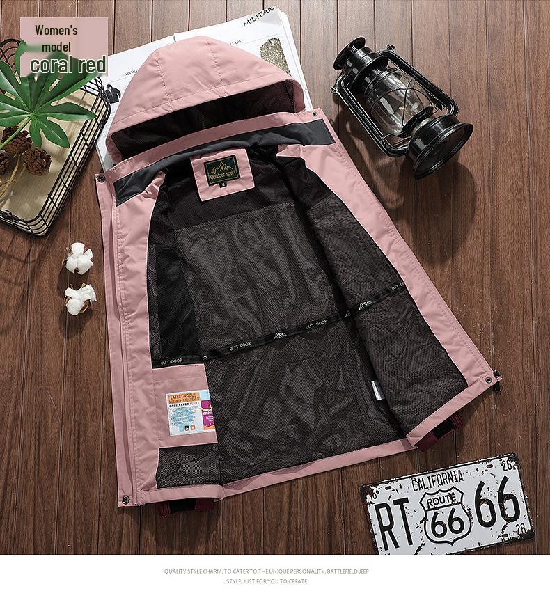 2021 Men's Spring/Autumn Thin Hooded Windbreaker - Single Layer Mountaineering Plus Size Couple Jacket