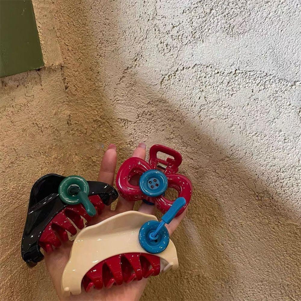 

Cheese Hair Claw Button Head Shark Clip New Hair accessories Girl чорний