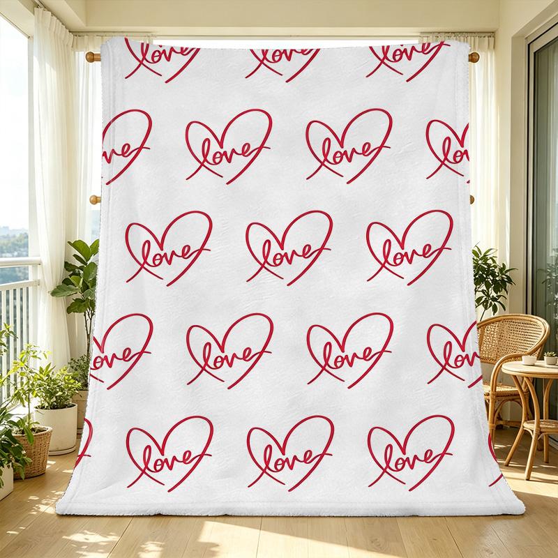 Heart Pattern Flannel Blanket Cozy Soft Warm Skin-Friendly Throw for Home, Dorm Bed, Perfect Valentine's Gift