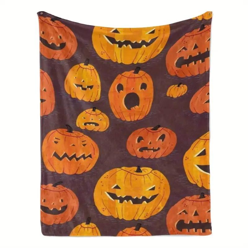 Halloween Theme Cute Printed Flannel Blanket Sofa Blanket Nap Blanket For Family Sofa Bed
