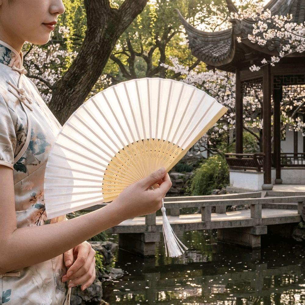 Wear Resist Silk Hand Fan Chinese Style Bamboo Hand Fan Classical Dance Fan  Home Decoration
