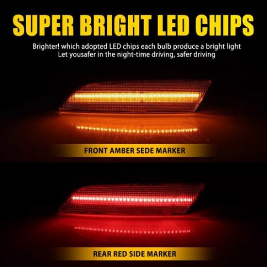 4X Clear Front Rear Bumper Side Marker Lights For 2004-08 Chrysler Crossfire