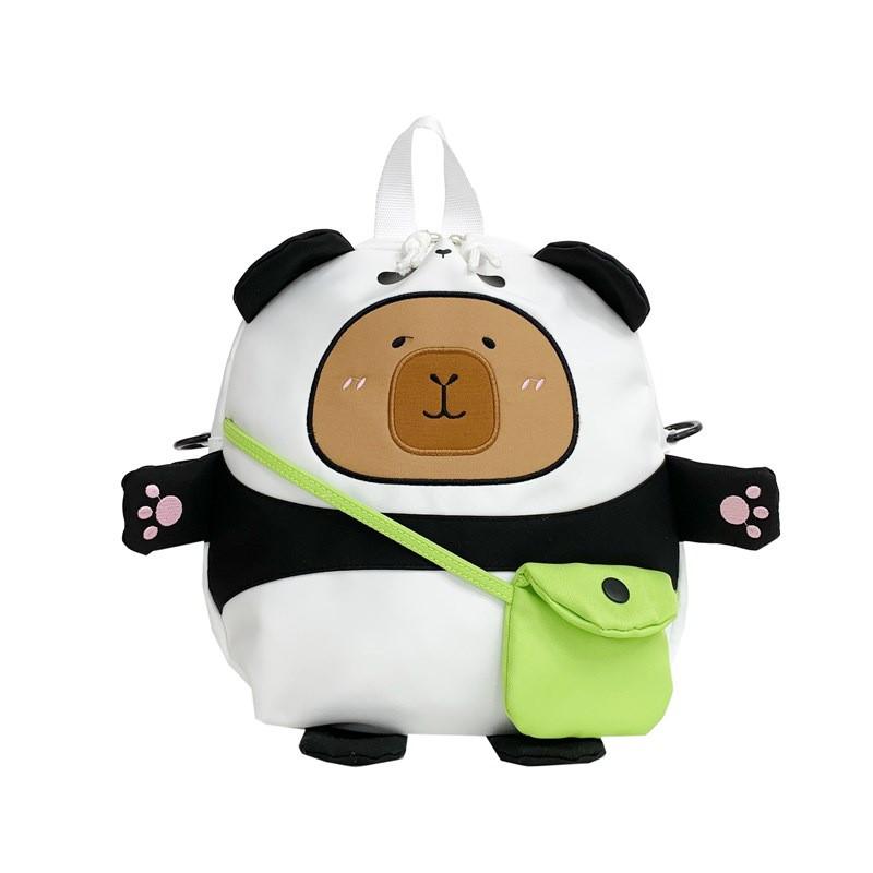 Panda Capybara Cartoon Backpack Student Cute Bag Multiple Compartments Storage