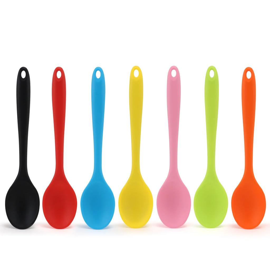 Long Handle Silicone Noodle Spoon Rice Salad Mixing Kitchen Teaspoon Denser Spoons, SaladSpoon, Seasoning SpoonTableware
