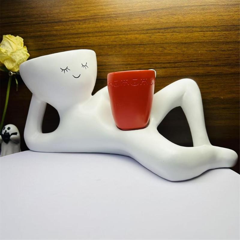 Künstlerischer Harz Sukkulentenhalter Desktop Dekoration Lustiger Pflanztopf für kleine Pflanzen mit einzigartigem Faulenzer-Figur Design