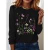 Easter Women's T shirt Long Sleeve Crew Neck Floral Graphic Plants Vintage Stylish Classic Round Neck Regular Tops