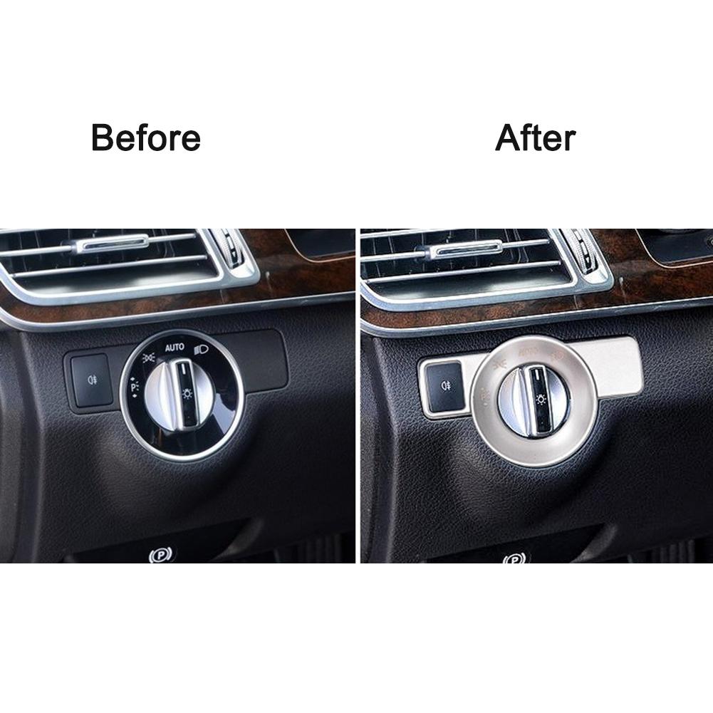 Rust Resistant Car Headlight Switch Button Frame Trim Cover Silver Color Universal Fitment For Mercedes CLA C117 GLA X156