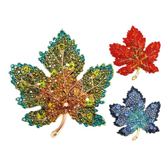 1/3Pcs Maple Leaf Brooch Colored Rhinestone Enamel Thanksgiving Brooch Festive Autumn Inspired Design Lapel Badge