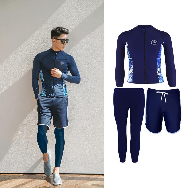 Unisex Qing Dynasty-Inspired Quick-Dry Diving Suit with Zipper for Sun and Jellyfish Protection - Long Sleeve Surfing Couple Set XL