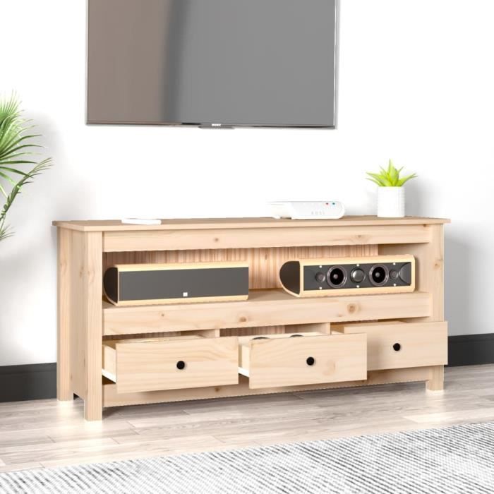 VidaXL Meuble TV 114x35x52 cm Bois de pin massif 821502