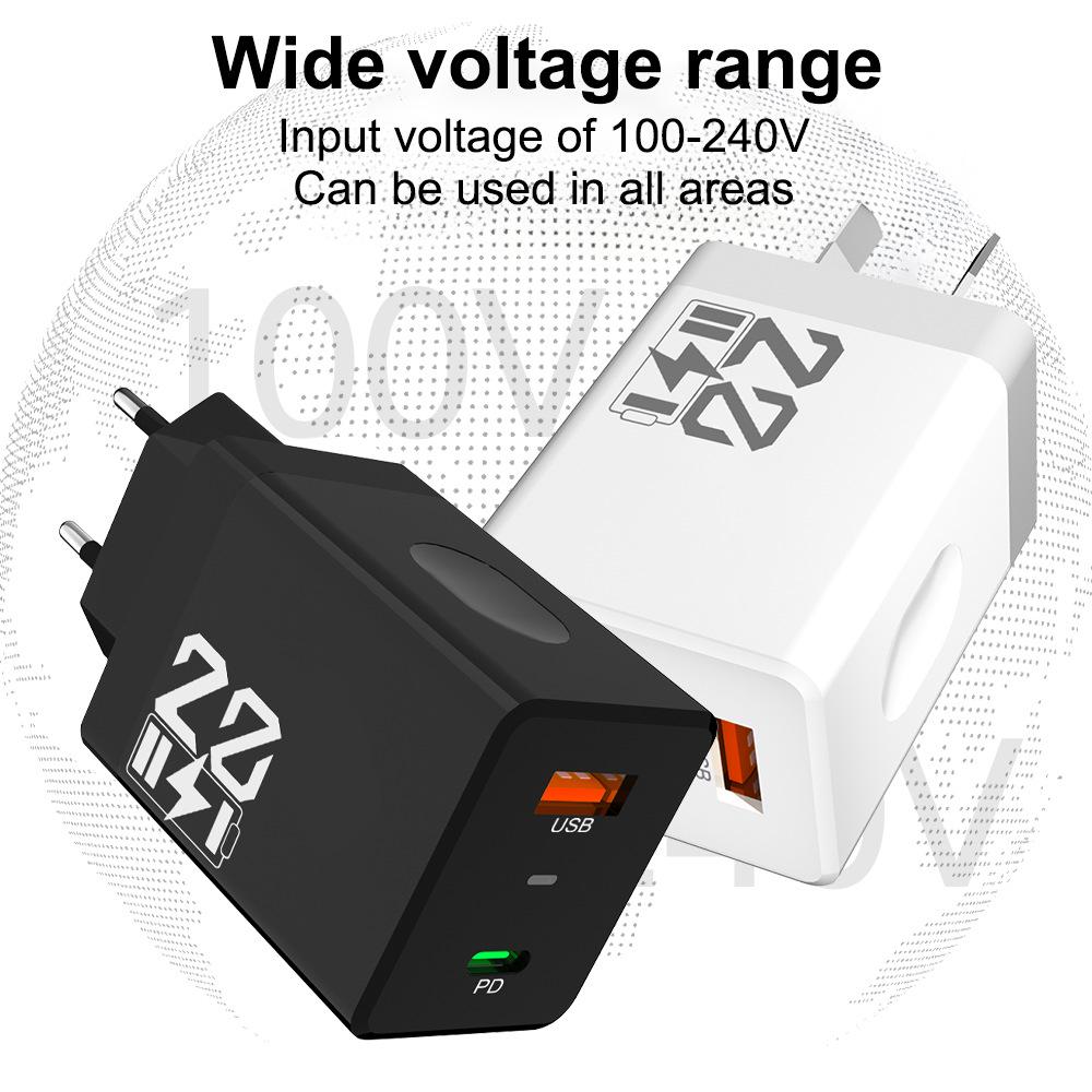 22 Battery Appearance Dual USB 2.4A Mobile Charger with US/EU/KR/UK Adapters