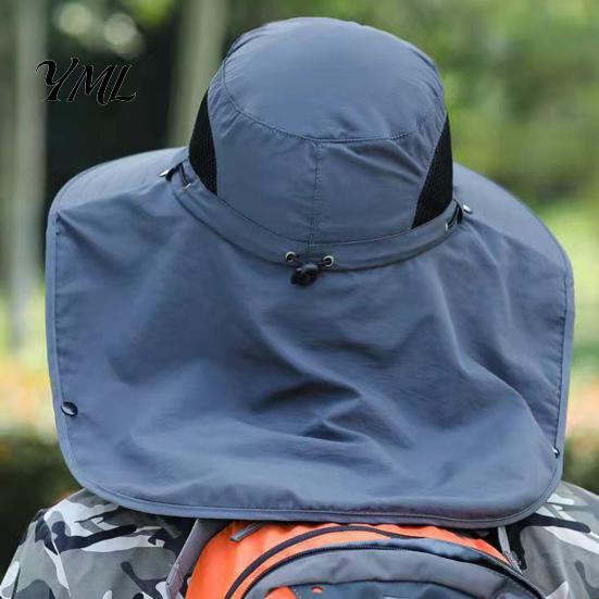 Breathable Mesh Face Mask Hat Sun Hats for Men, UV Protection Fishing with Neck Flap & Mask, Full Coverage Wide Brim Bucket Hat, Foldable Summer