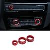 Fit For BMW F20 F21 F22 F23 Red Aluminum Middle Console Ac Knob Cover Trim 3PCS