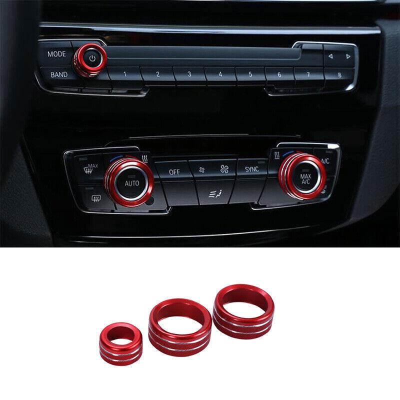 Fit For BMW F20 F21 F22 F23 Red Aluminum Middle Console Ac Knob Cover Trim 3PCS