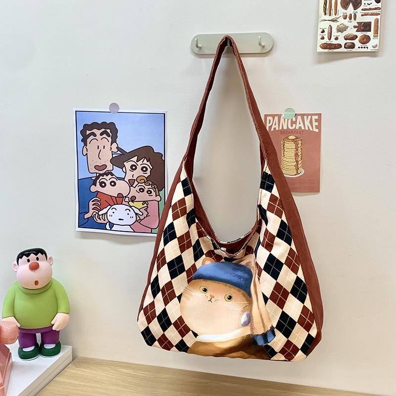 European & American Style Canvas Crossbody Tote: Large Capacity, Literary, for College Students & Commuting