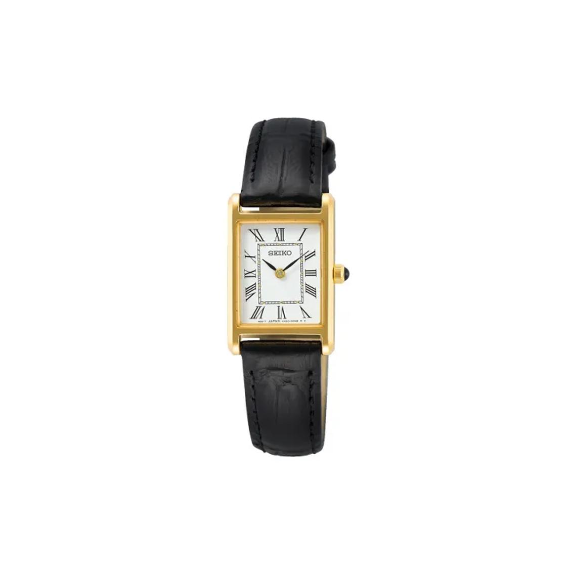 SEIKO Quartz Movement Leather Strap Watch Women s Watch White Dial SWR054 Gold Watch Case