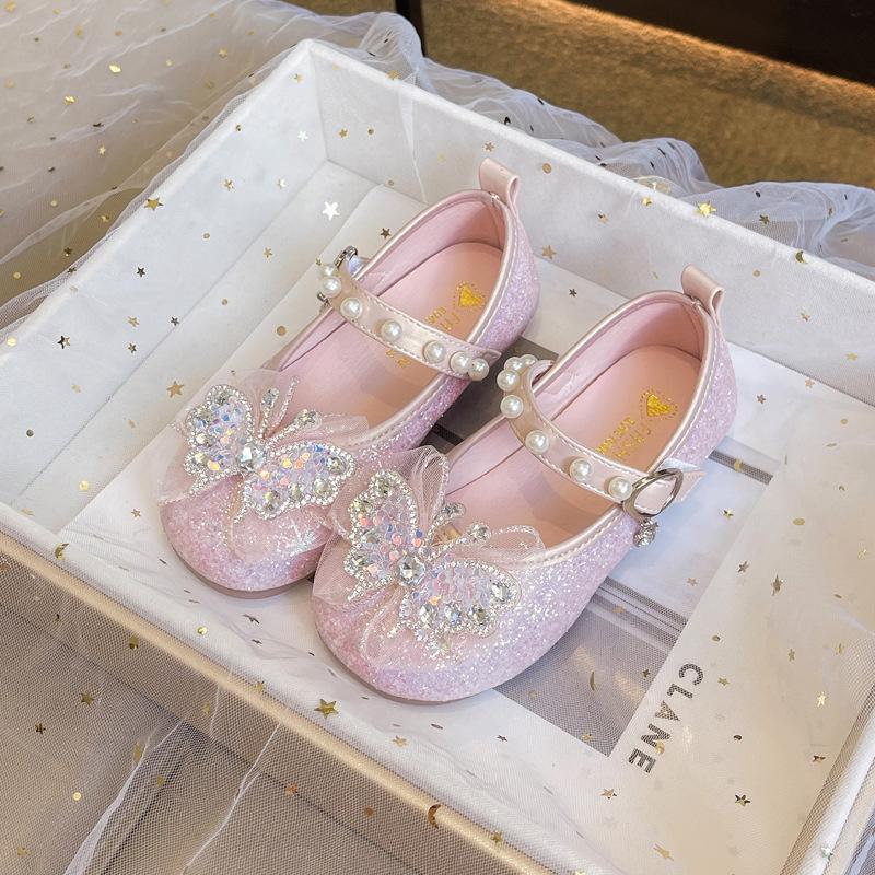 

Pink girls princess shoes spring and autumn crystal shoes children s shoes white new dress single shoes girls small leather shoes 29