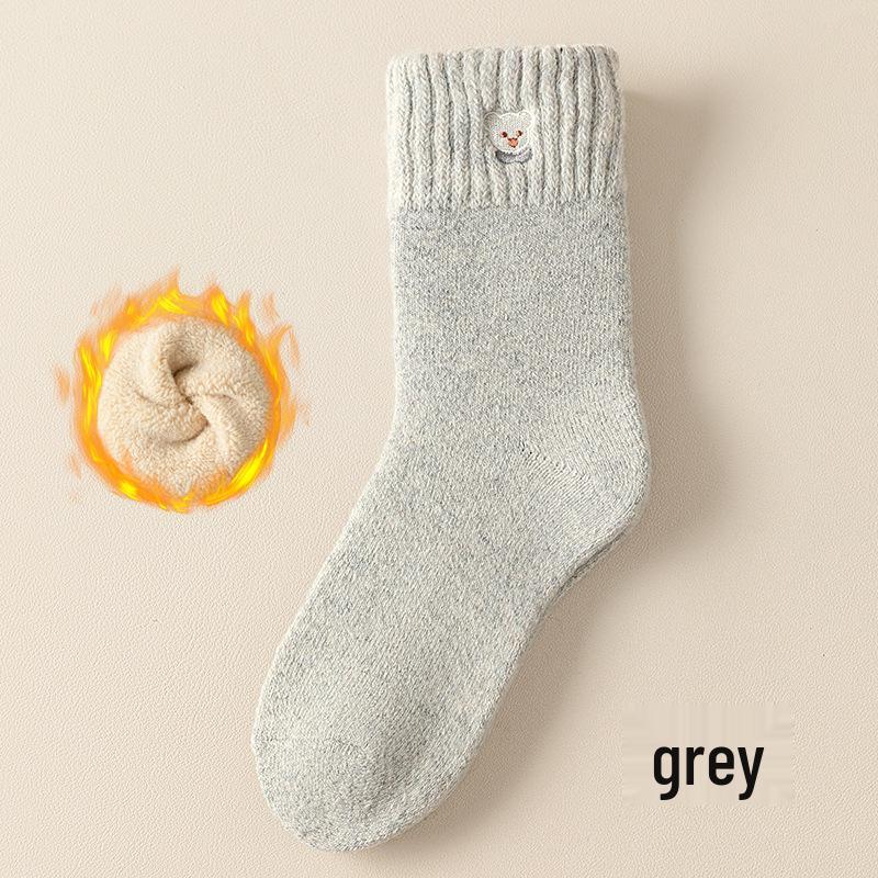 Women s 60g Thickened Cashmere Wool Mid-Calf Socks - Warm, Cartoon Design for Autumn/Winter One Size