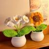 Crochet Flowers Artificial Sunflowers Potted Hand Woven Plant Wedding Gift For Guests Sunflower Decoration Room Decor