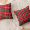 Christmas Plaid Decorative Throw Pillow Covers Snowflake Tartan Scottish Cushion Cover For Sofa Couch Farm-house Holiday Decor