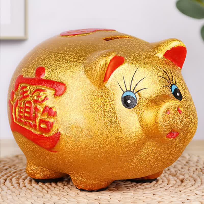 TaTanice 19CM Golden Pig Ceramic Piggy Bank