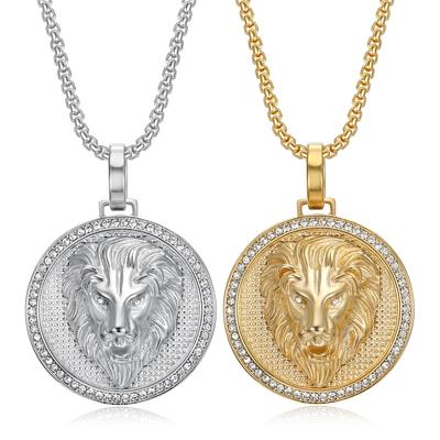 Krone Löwenkopf Anhänger Halskette 2026 Schmuck Modetrend Eingelegter Zirkon Herren Exquisite Schmuck Halsketten Zubehör