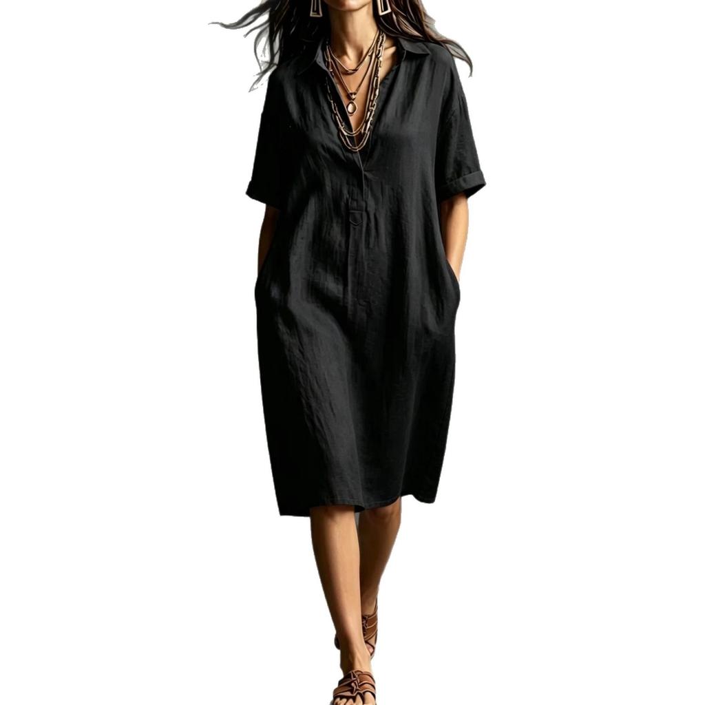 European and American summer new women's sleeveless vest skirt V-neck fungus edge loose dress