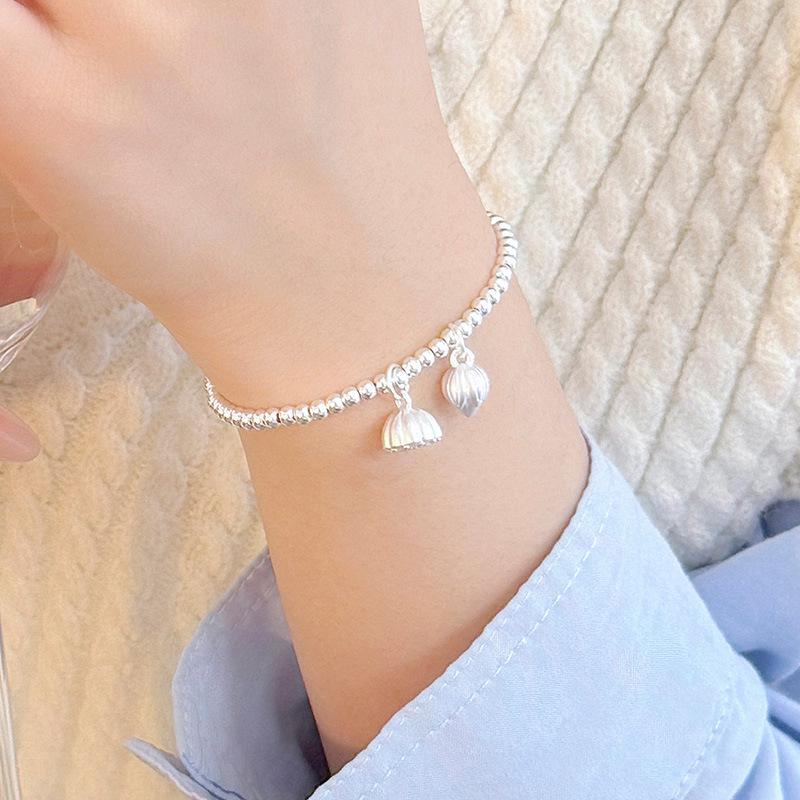 Banyan Tree S999 Silver Lotus Bead Bracelet - Versatile Women's High-End Jewelry Gift