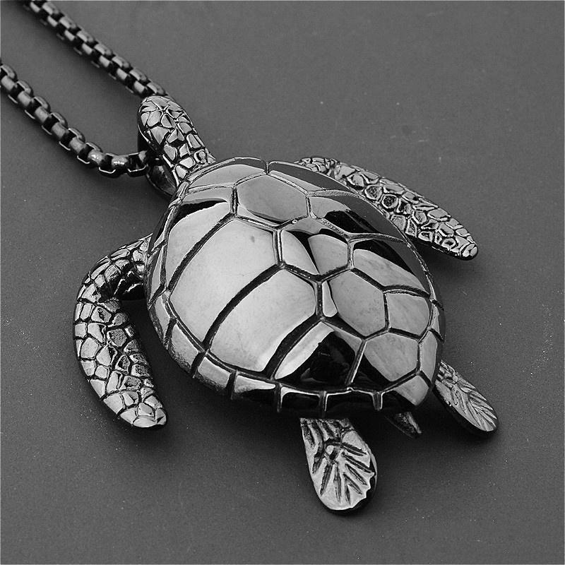 4 kolory tytanowa stal nierdzewna Punk Casting znak długowieczności wisiorki z żółwiem morskim