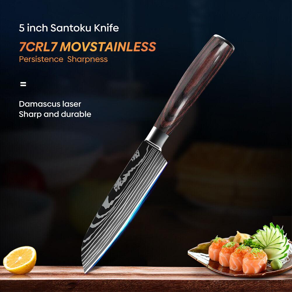 5inch Santoku Knife 7Cr17 Stainless Steel Meat Cleaver Japanese Professional Chef Knife for Cutting Fruit Vegetables Meat