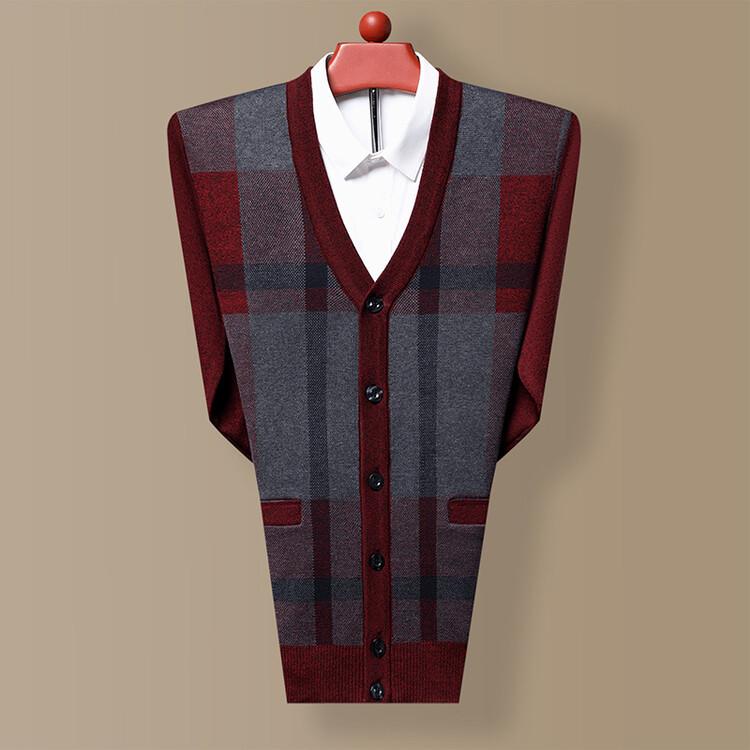 Men's Wool V-Neck Cardigan: Autumn & Winter Knit Long Sleeve Sweater - Thick, Warm, Business Style for Middle-Aged & Dad's Wear.