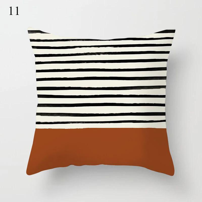 Brown Series Modern Simple INS Pillowcase Square Sofa Pillow Cover Striped Lattice Cushion 45*45cm