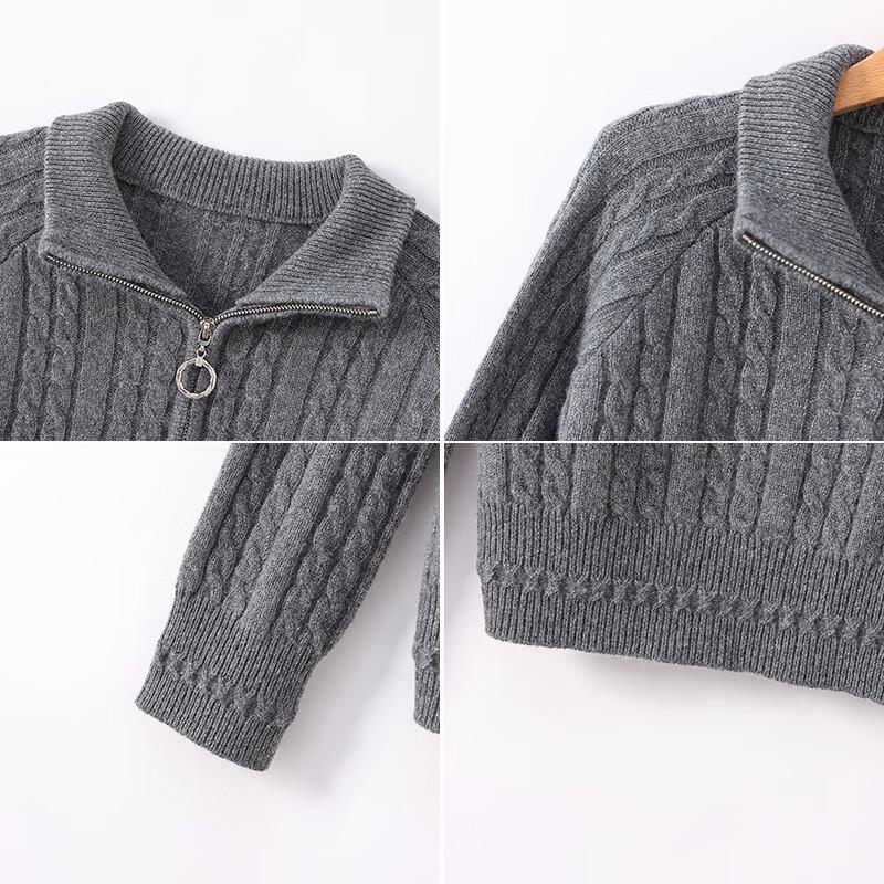 Women's 100% Merino Wool Half-Zip Cable Knit Sweater