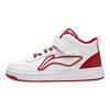 Li Ning Kids Sports Lifestyle Synthetic Leather Versatile Fashion Shock Absorption Rebound Mid-Top Sneakers Kids Sneakers White Red YKCS184-19