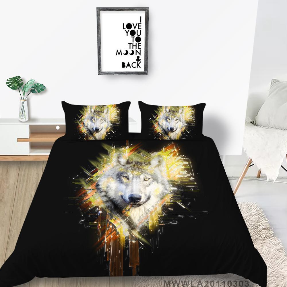 2023 New Style Comforter Cover Set 3D Wolf Printing Duvet Cover Animals Polyester Home Textiles Boys Girls Single Size Pillowcase