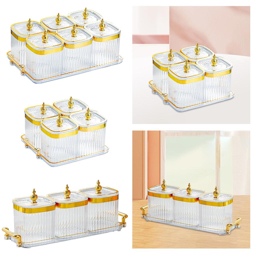 Condiment Jar with Tray and Lid Storage Container Seasoning Jar Divided Seasoning Box for Party Salt Nuts Dish Cruet Pepper