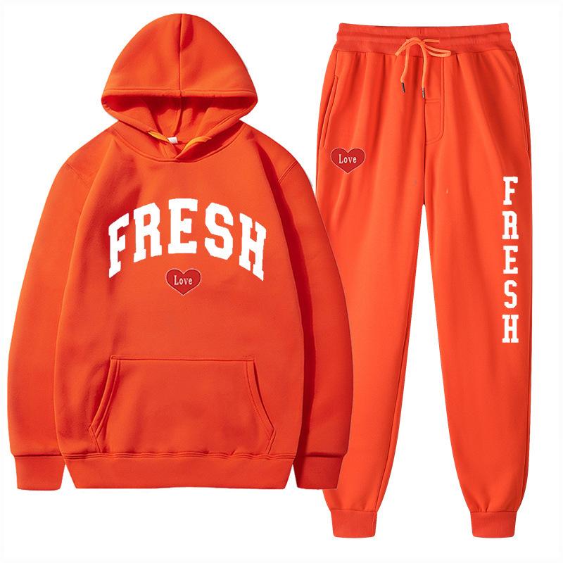 European Size Plus Fashion Printed Sweater Autumn and Winter Fleece Warm Hoodie Casual Sports Women's Suit