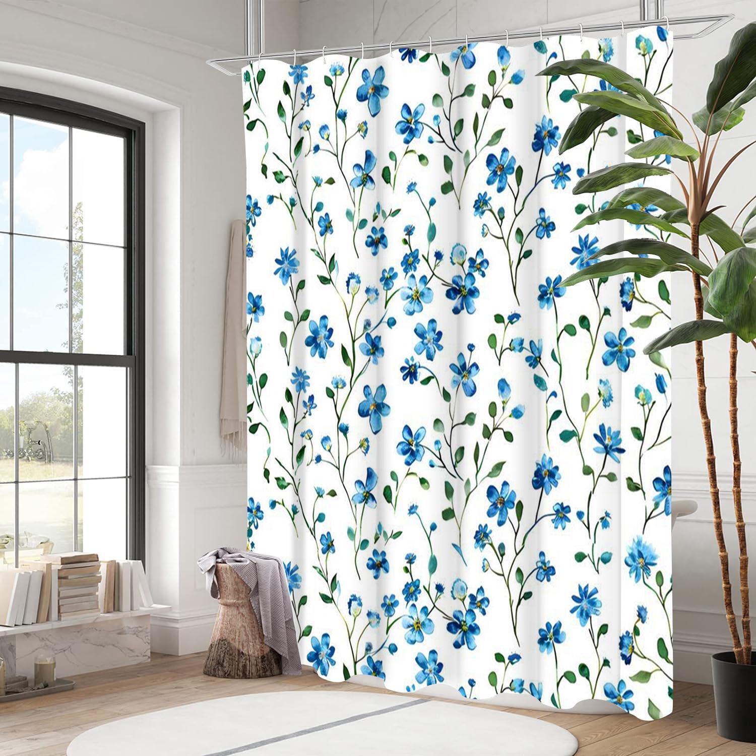 

Blue Flower Patern Bathing Curtain Bathroom Letters Shower Curtain Waterproof With 12 Hooks Fishes Home Deco Free Ship 180x180cm curtain зелений