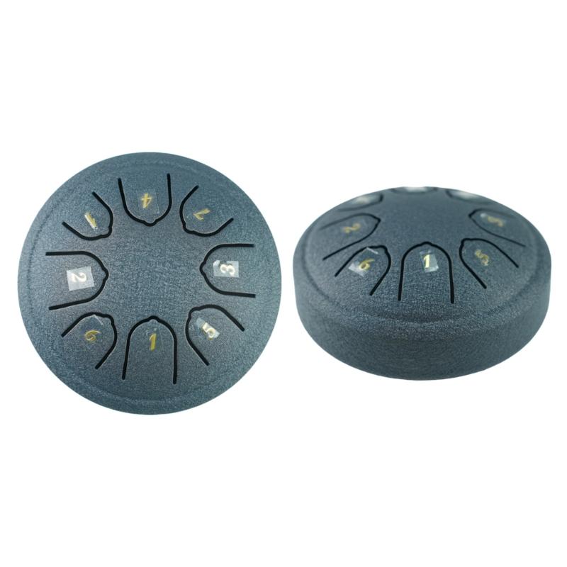 4.5Inch Steel Tongue Drum 8 Notes C Major Tuned Percussion Instrument Handpan Drum Music Tambourine Drum with Mallets
