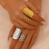 Stainless Steel Open Rings For Women Vintage Wide Irregular Geometric Texture Index Finger Rings Party Jewelry Gifts