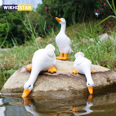 Duck Statues Landscape Ornament Farm Animal Simulation Model Statue Toy Chicken Duck Goose Figurine Sculpture Indoor Home Decor