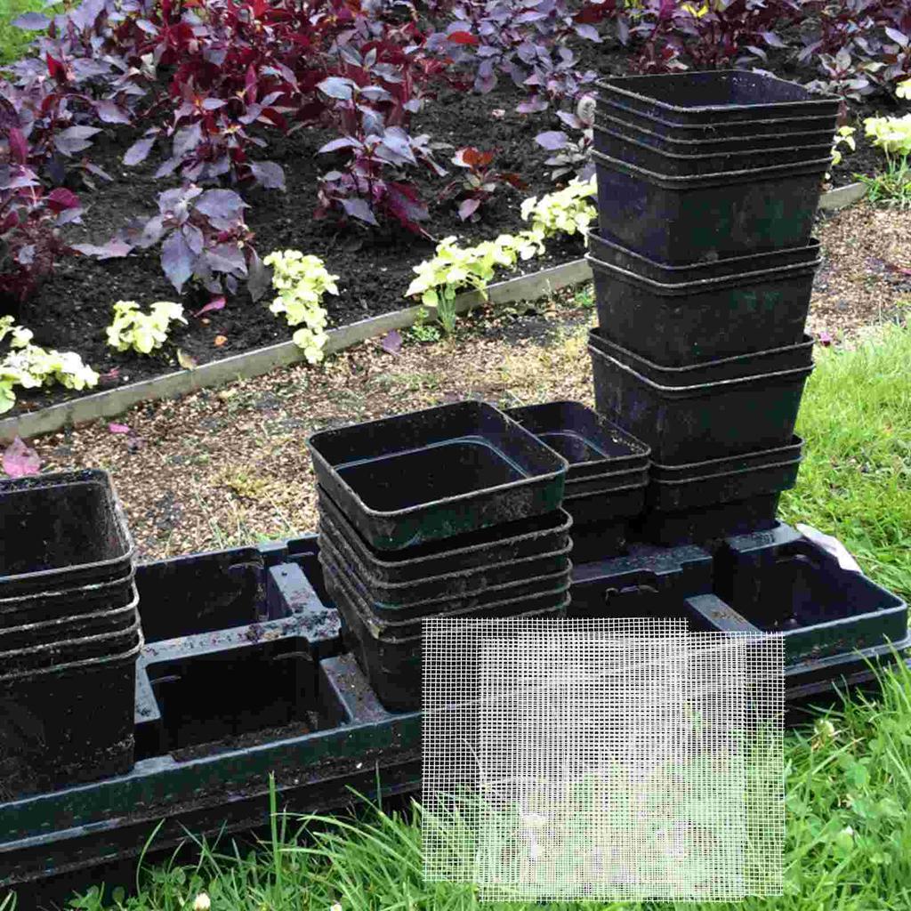 50 Pcs Square Flower Pot Mesh Bottom Hole Gasket Anti-leakage Succulent Plant Thin 10*10cm Pieces (black) Flowerpot Pads
